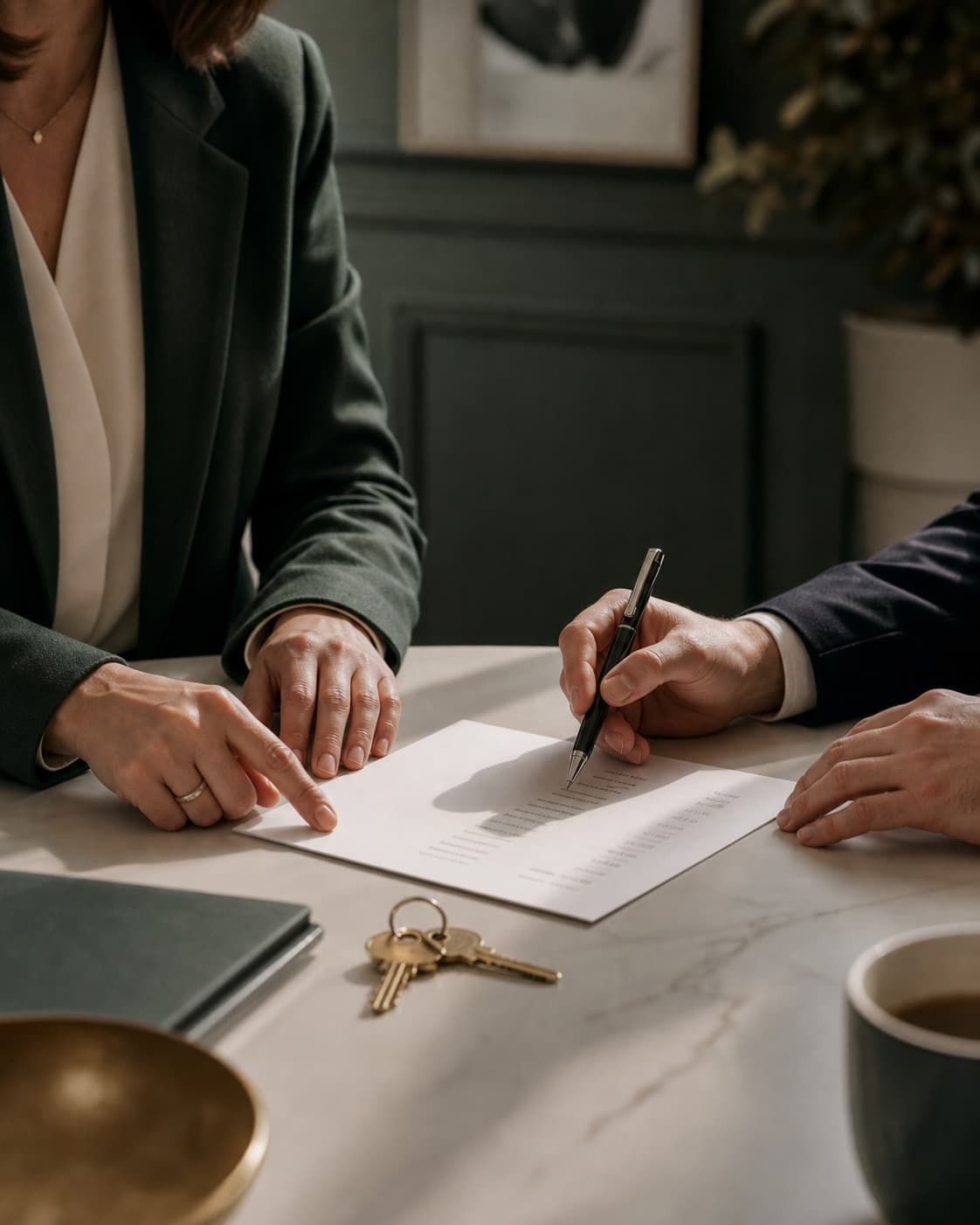 A professional consultation reviewing closing quote details.